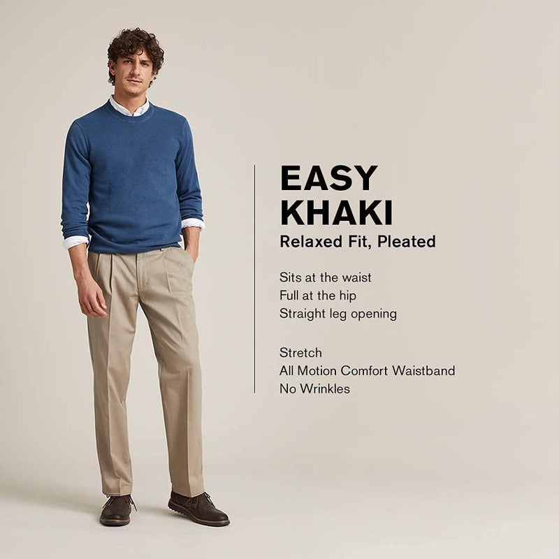 Dockers Men's Relaxed Fit Easy Khaki Pants-Pleated, Timberwolf, 40W x 32L - Image 1